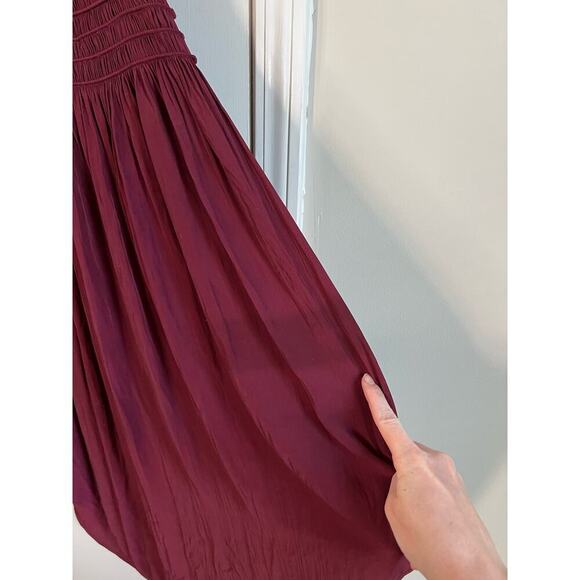 Ramy Brook Audrey Elastic Waist Dark Red Maxi Dress Sz S Burgundy Bordeaux - Picture 4 of 12